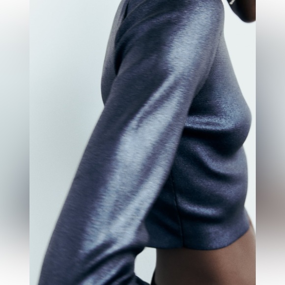 ZARA FOIL KNIT CROP TOP - Picture 4 of 8